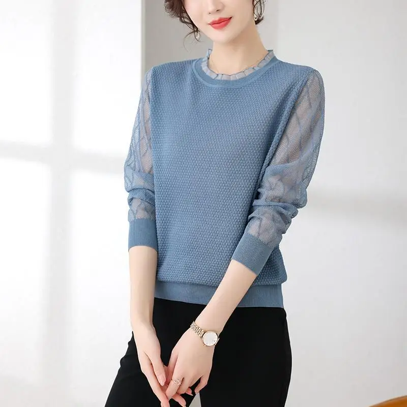 Short Hollow Out Long Sleeve Sweater 2021 Spring New Ice Silk Sunscreen Jacket Women\'s Loose Pullover Thin Bottoming Shirt