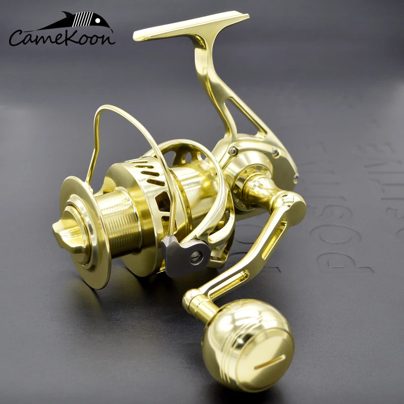 

CAMEKOON Full Metal Spinning Reel 38KG Max Drag Jigging Reel 12+1 Shielded Stainless Steel BBs Saltwater Big Game Fishing Coil