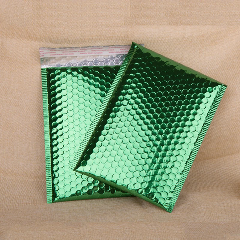 50Pcs/Lot 18*23cm Green Aluminized Film Bubble Envelope Shockproof Padded Envelope Self Seal Poly Mailer Waterproof Shipping Bag