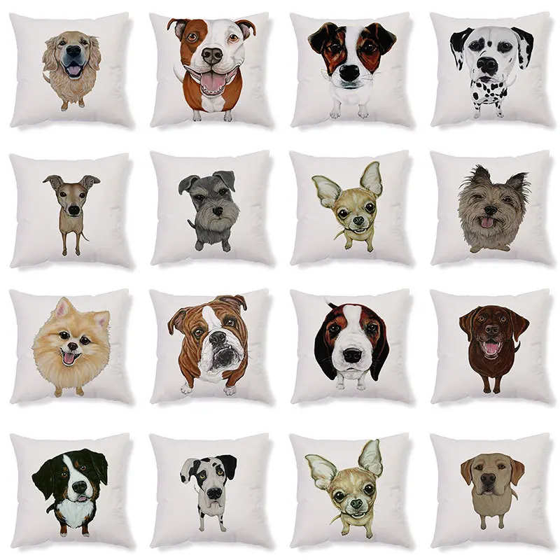 New Dog Pillow Cover Living Room Sofa Cushion Cover Office Bed Head Throw Pillowcase Short Plush Pillow Cover 45x45cm