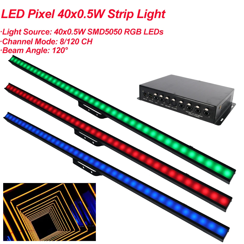 

2020 NEW RGB LED Pixel 40x0.5W Strip Light Connector DMX Control Program Stage Bar Party DJ Disco Decoration Effect Wash Light