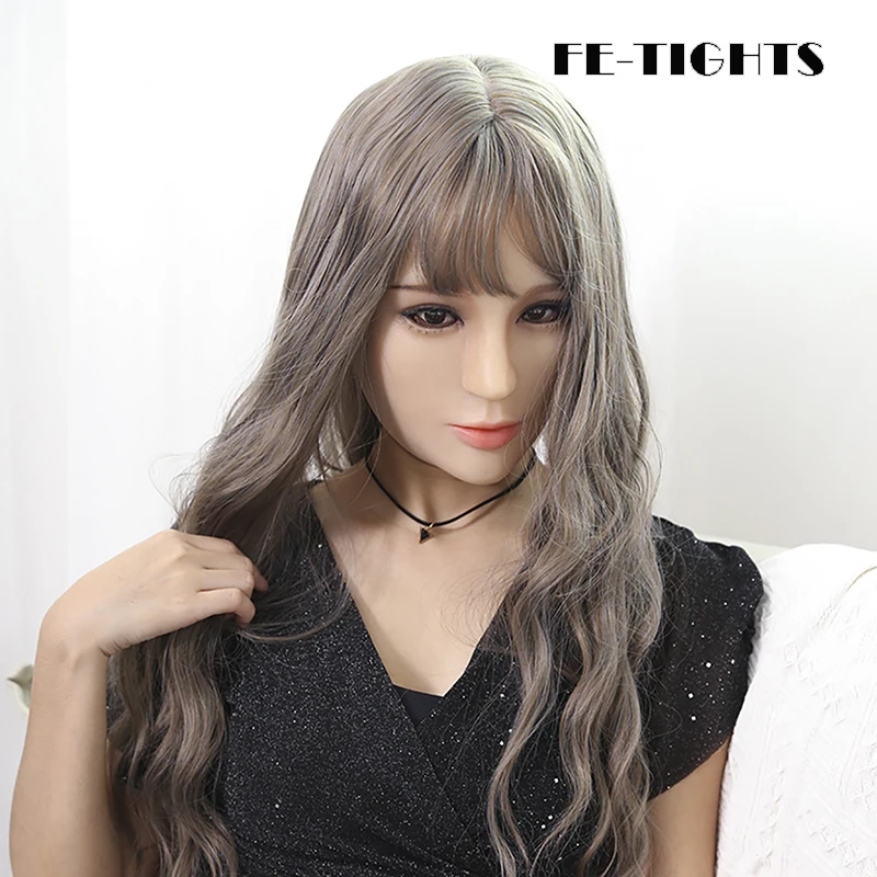 (M04)Crossdress Half Head Realistic Silicone Transgender Female Cosplay Mask Hui With Fake Eyes/ Open Eyes Drag Queen