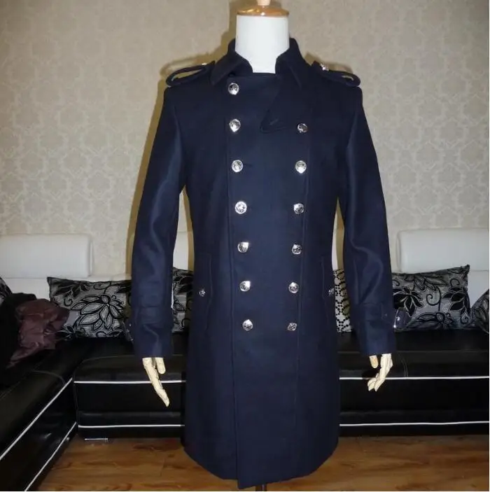 WWII German standard Classic Trench coat private custom men High quality Double breasted cashmere slim German SS trench coat