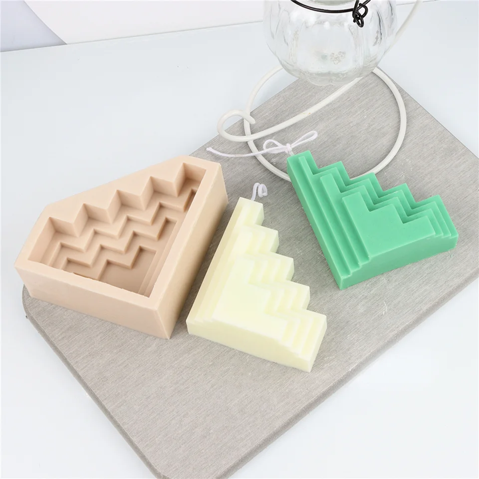 Curve Ladder 3D Shape Silicone Candle Mold Multilayer Supplies DIY Hand-made Craft Stair Decor Baking Jelly Chocolate