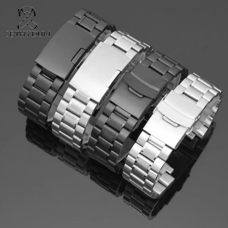 steel watchband For timex t2n720 t2n721 t2n739 t49859 Double Fold Deployment Solid core steel strip High Quality Bracelet 16mm