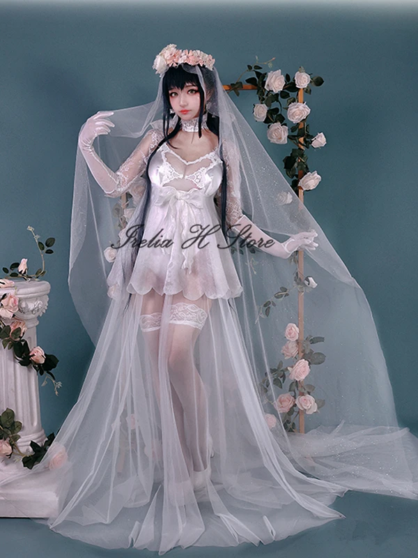 Irelia H Store IJN Azuma Azur Lane Cosplay Azuma Wedding Dress Cosplay Costume White dress female