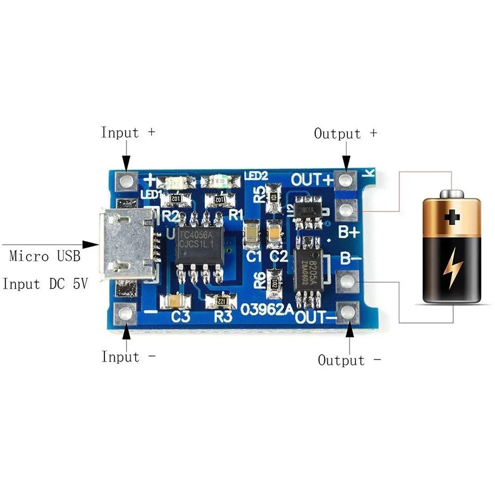 10pcs 5V 1A 18650 Lithium Battery Charging Board TP4056 Lithium Battery Charging Board Micro USB Charge Module With Protect