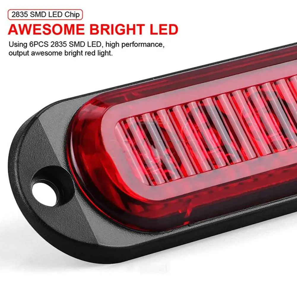 Luces LED de señalización laterales para coche, remolque, camión, furgoneta, autobús, luz de advertencia de seguridad impermeable, color rojo, amarillo y blanco, 12-24V, 6 led