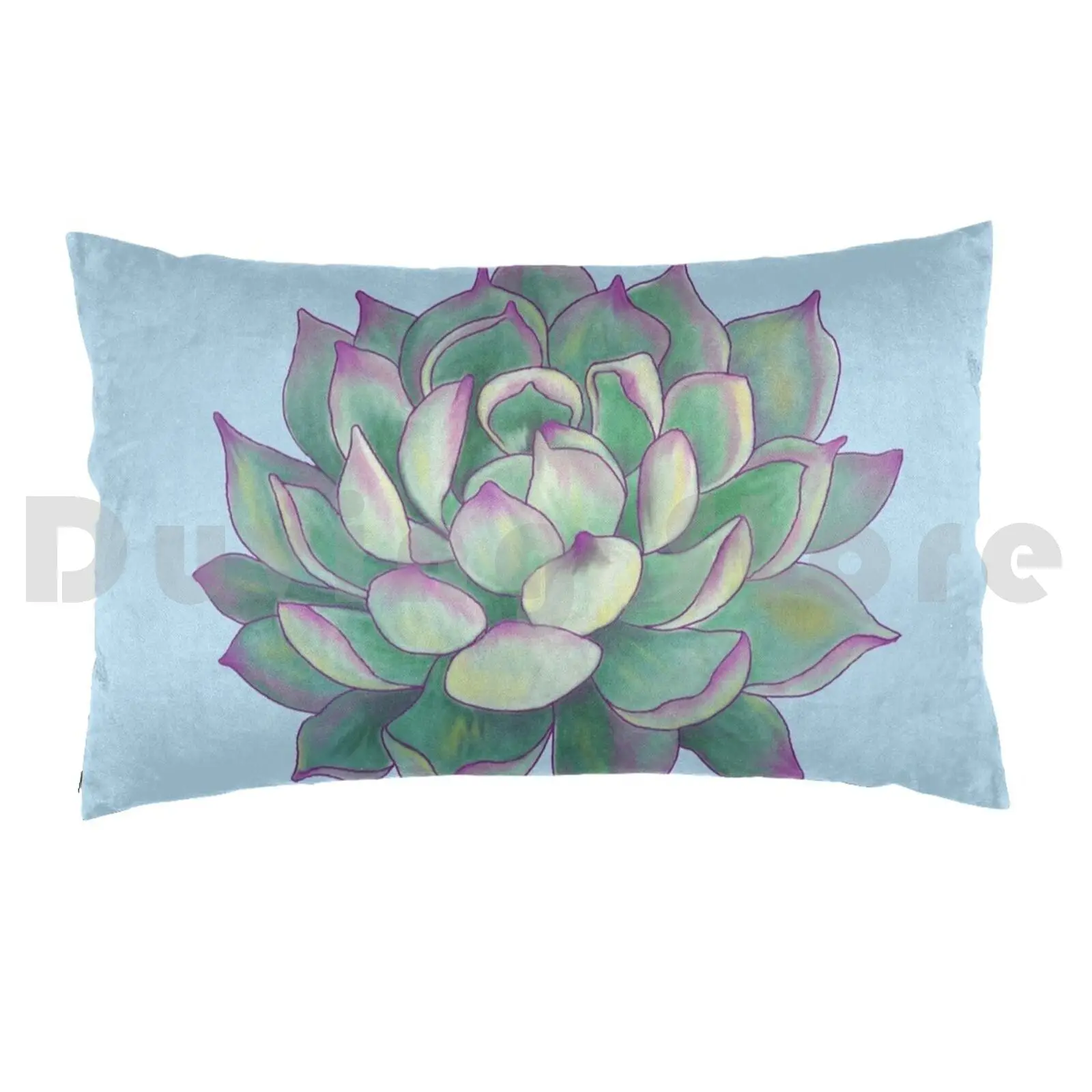 Succulent Plant Pillow Case Printed 50x75 Plants Succulents Desert Nature Garden Cactus Green Flower Floral