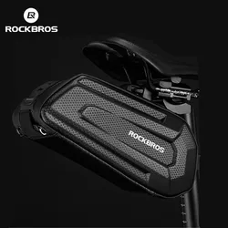 ROCKBROS 1.5L Hard Shell Bicycle Bag MTB Road Bike Bag Carbon Pattern Waterproof Top Tube Bag Cycling Saddle Bag Outdoor