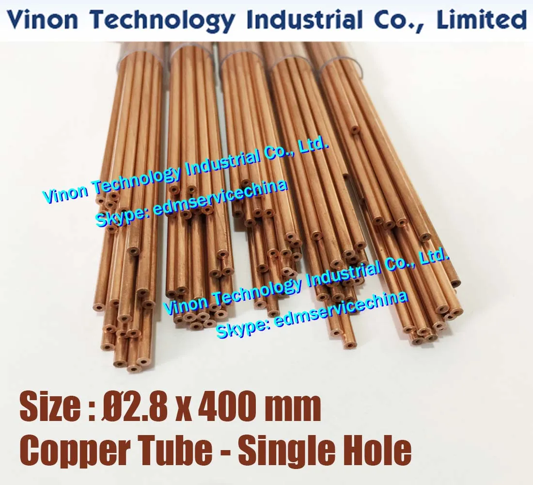 (20PCS/LOT) 2.8x400MM EDM Copper Tube Single Hole, Copper EDM Tubing Electrode Tube Single Channel, Diameter 2.8mm, 400mm Long