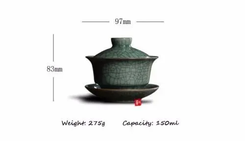 Longquan Celadon Porcelain Gaiwan China Teacups Crackle Glaze Teapot Drinkware 150ml