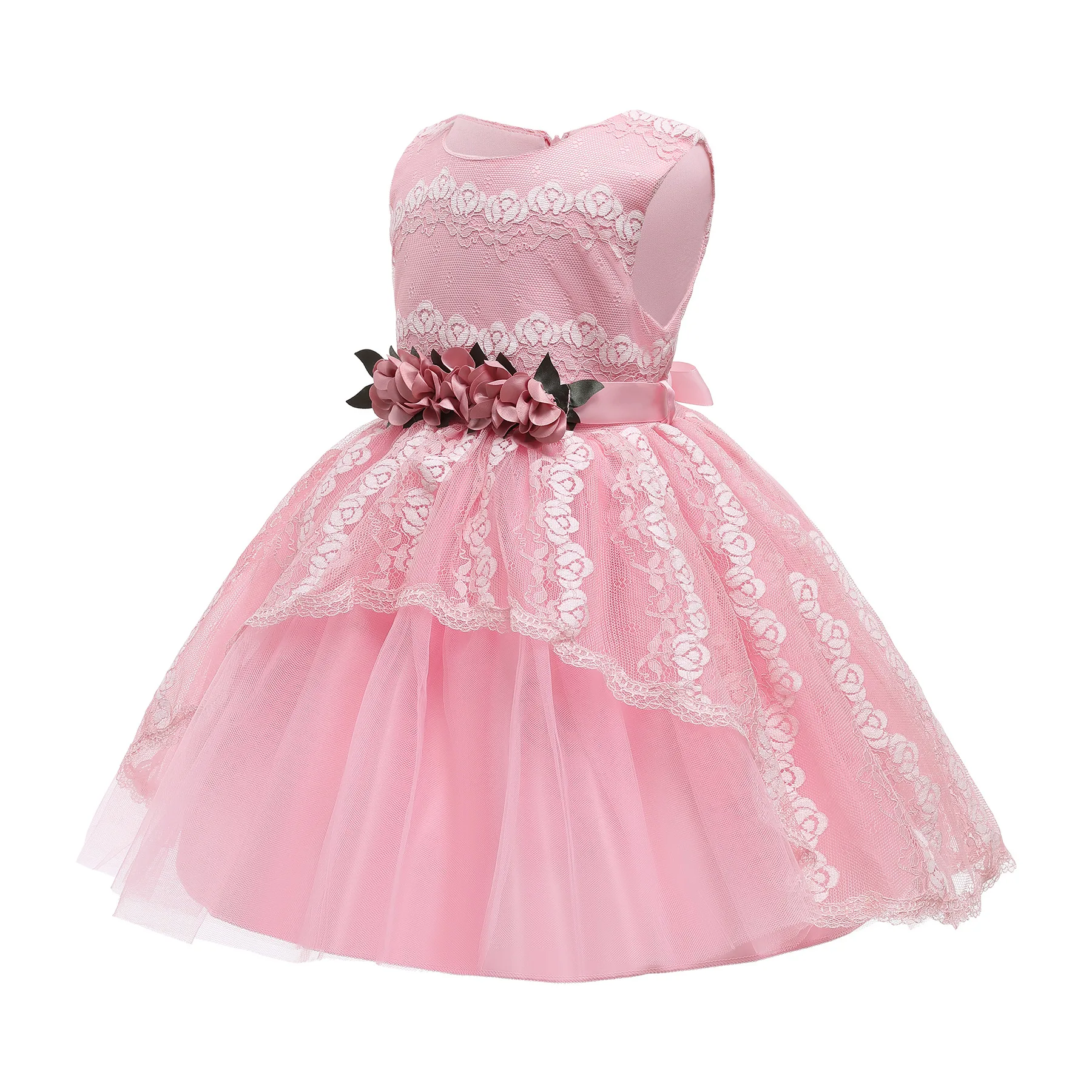 Baby girl Christmas lace doll collar dress children birthday party petticoat 3-12years princess bow sleeveless skirt girl dress