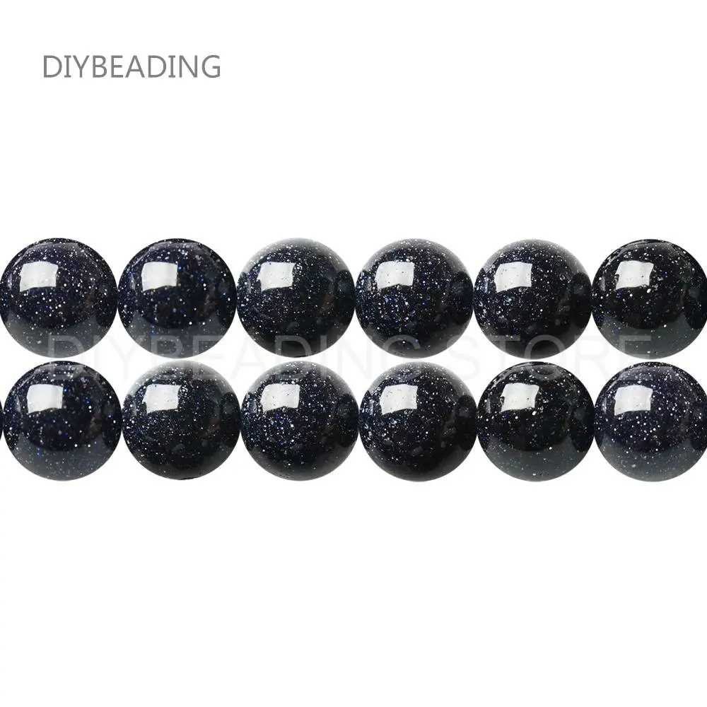 DIY Making Jewelry Materials Bulk Wholesale Blue Sandstone Round 4/6/8/10/12 Midnight Blue Stone Beads Lots Online Supplies