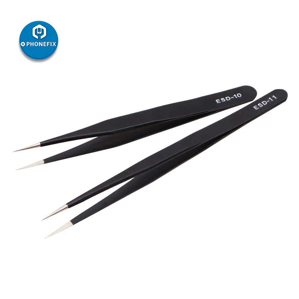 6pcs ESD Precision Tweezers Set Anti-Magnetic Anti-Static Forceps for Mobile Phone Electronic Component  Repair Tweezers Kit