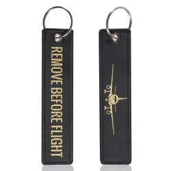 5 PCS/LOT Remove Before Flight Woven Keychains Special Luggage Label Airplane Chain Keychain for Aviation Gifts Car Keyring