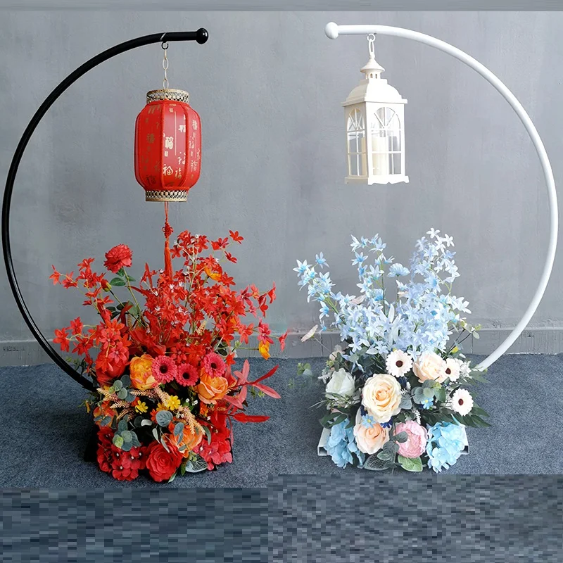 

New Wedding Road Guide Lantern Wedding Arch Stand Flower Ball Centerpieces European Decor Hook Hanging Lamp Stage Display