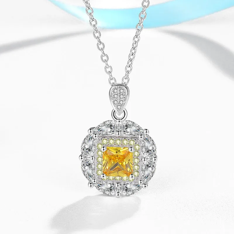 CC Pendants For Women Cubic Zirconia Stone Colorful Wedding Engagement Bridal Fine Jewelry Necklace Pendant No Chain