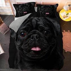 3D Lovely Pug Puppy King Size Bedding Sets Home Decoration Dog Queen Duvet Cover Pillowcase Festival Gift