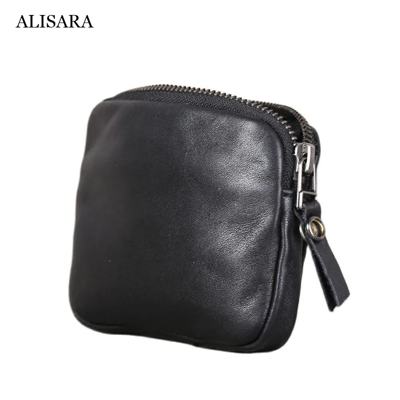 Zipper Coin Purses Women Genuine Leather High Quality Men Casual Clutch Bag Ladies Fashion Credit Card Wallet Coin Pouch