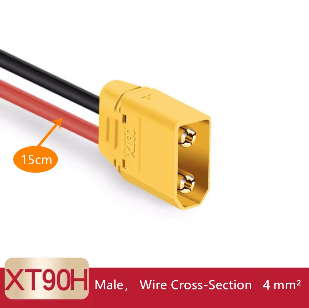 KEAAN Morsetti a Coccodrillo for Deans EC3 EC5 Amass XT60 XT90 XT90S HXT3.5mm HXT4.0mm T Adattatore Femmina for Caricabatterie ISDT Q6 (Color : 14awg 50cm HXT4.0