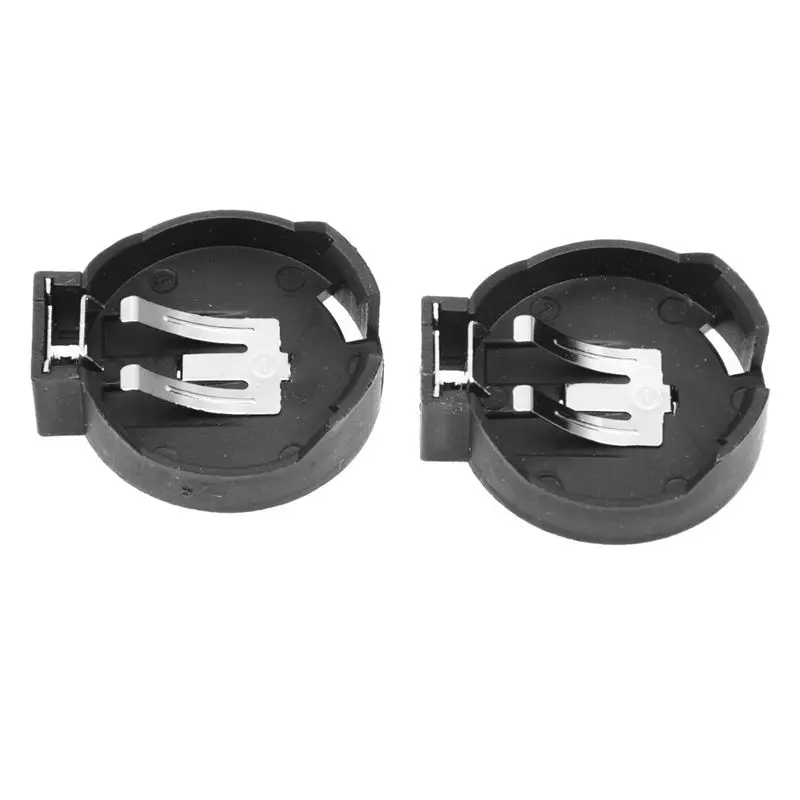 HOT SALE  2 Pcs CR2450 Coin Cell Button Battery Socket Holder Case 2 Pins Black