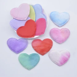 50Pcs 45*35mm Soft Plush Furry Heart Applique for DIY Headdress Hair Clip Bow Decor Accessories Clothes Hat Shoes Sewing Patches