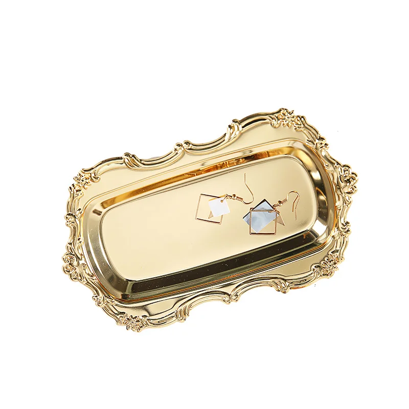 Oro di Stoccaggio Vassoio Del Tè Set In Acciaio Inox Torta In Argento Piatto di Frutta Vassoio Dell\'esposizione Dei Monili Da Sposa Piatto Da