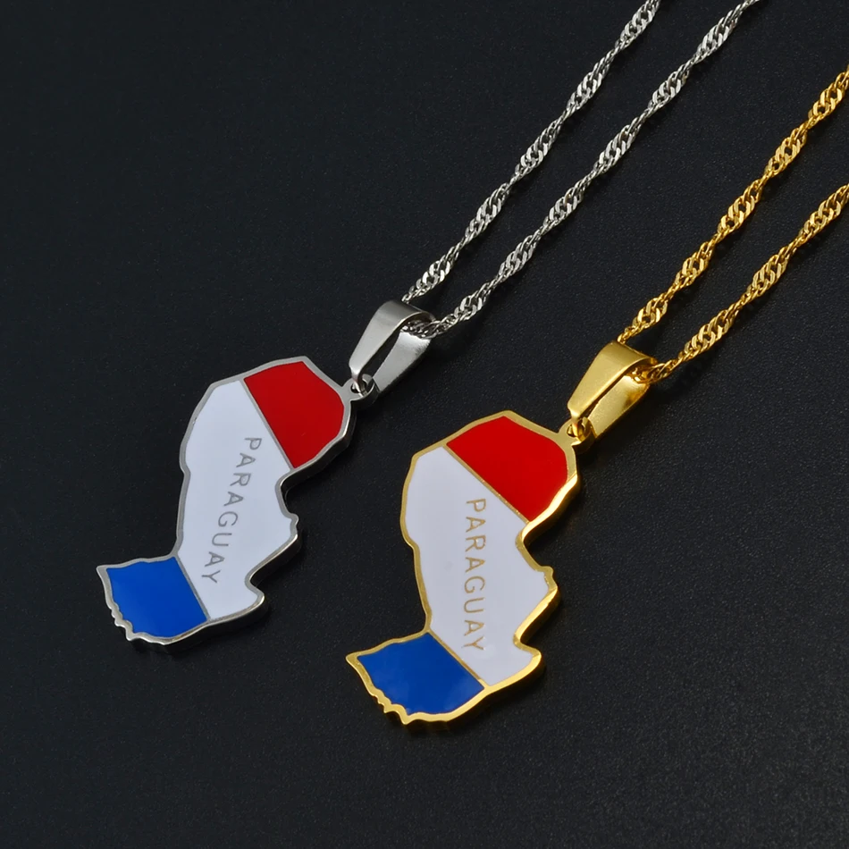 Anniyo Paraguay Map Flag Pendant Necklaces Paraguay Rohaihu Maps Jewelry Paraguayan  #244721