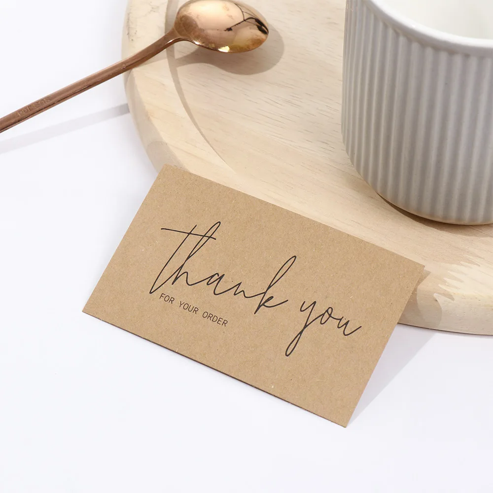 30Pcs Thank You For Your Order Greeting Tags Postcards Greeting Labels Kraft Paper Cards Small Business Supplies Online Retail