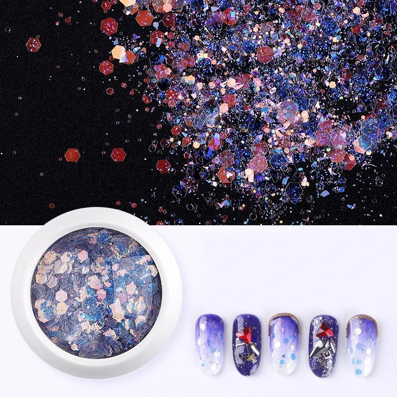 8 Colors Nail Art 3D Mixed Shaped Sequins UV Gel Polish Sparkling Powder Dust DIY Charm Glitter Flakes Manicure Decoration