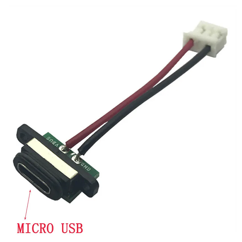 6pc Micro USB 5Pin Waterproof Female Socket Connector With Screw Hole 5P Power Charging Port With PCB Board Cable Repair ﻿