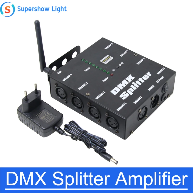 

8 Channels Distribution Amplifier Wireless DMX512 Receiver 8 Way DMX Splitter DMX512 for Stage Light