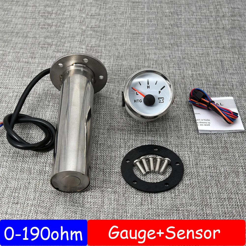 Customized 0~190 ohm Car Boat Sewage Level Gauge 52mm Pointer Car Boat RV Holding Tank Level Gauge Sensor 150-600mm  9-32V