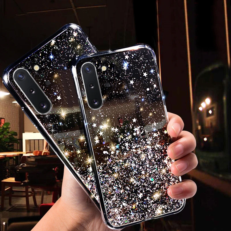 Bling Glitter Star Case For Samsung Galaxy A10 A20 A20S A30 A40 A50 A70 A80 A90 M10 S10E S10 S9 S8 A6 J4 J6 Plus A7 2018 Cover