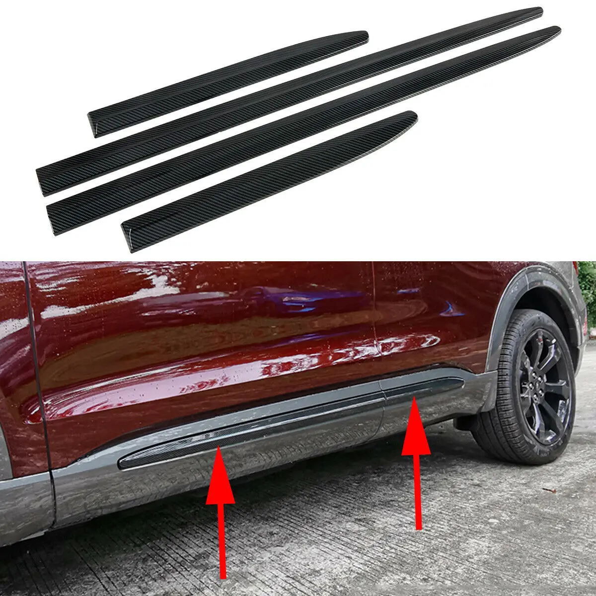 

Carbon Fiber Door Side Body Molding Stripes Cover Trim For Ford Explorer 2020-2021 Car modification