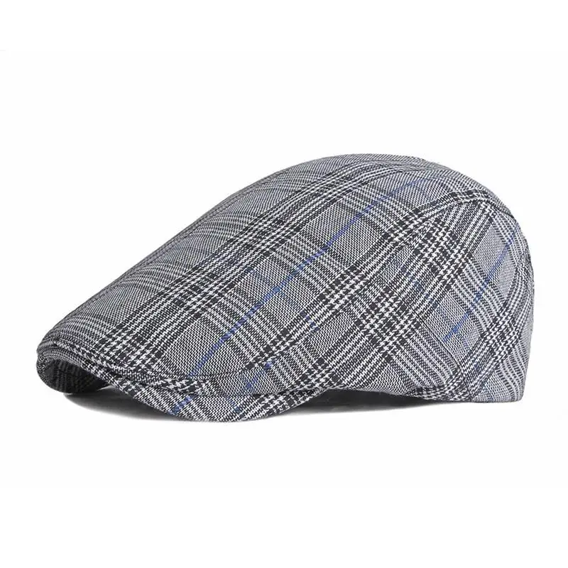 LDSLYJR 2021 Cotton Spring Summer plaid Newsboy Caps Flat Peaked Cap Men and Women Painter Beret Hats 130