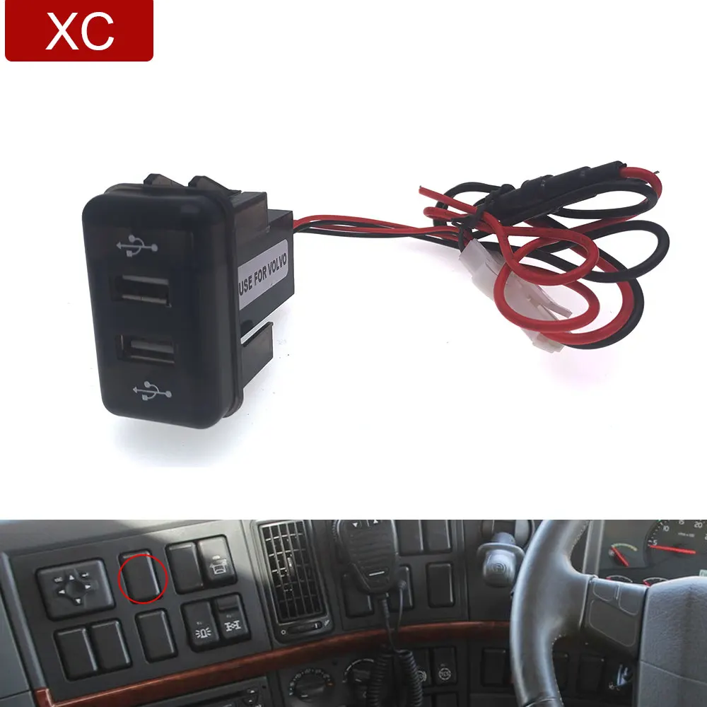 

Car Charger 24V/12V/5V 2.1A/2.1A Dual USB Power Socket for Volvo FH FH12 Use iphone for Andriod Phone Samsung XiaoMi Ipad