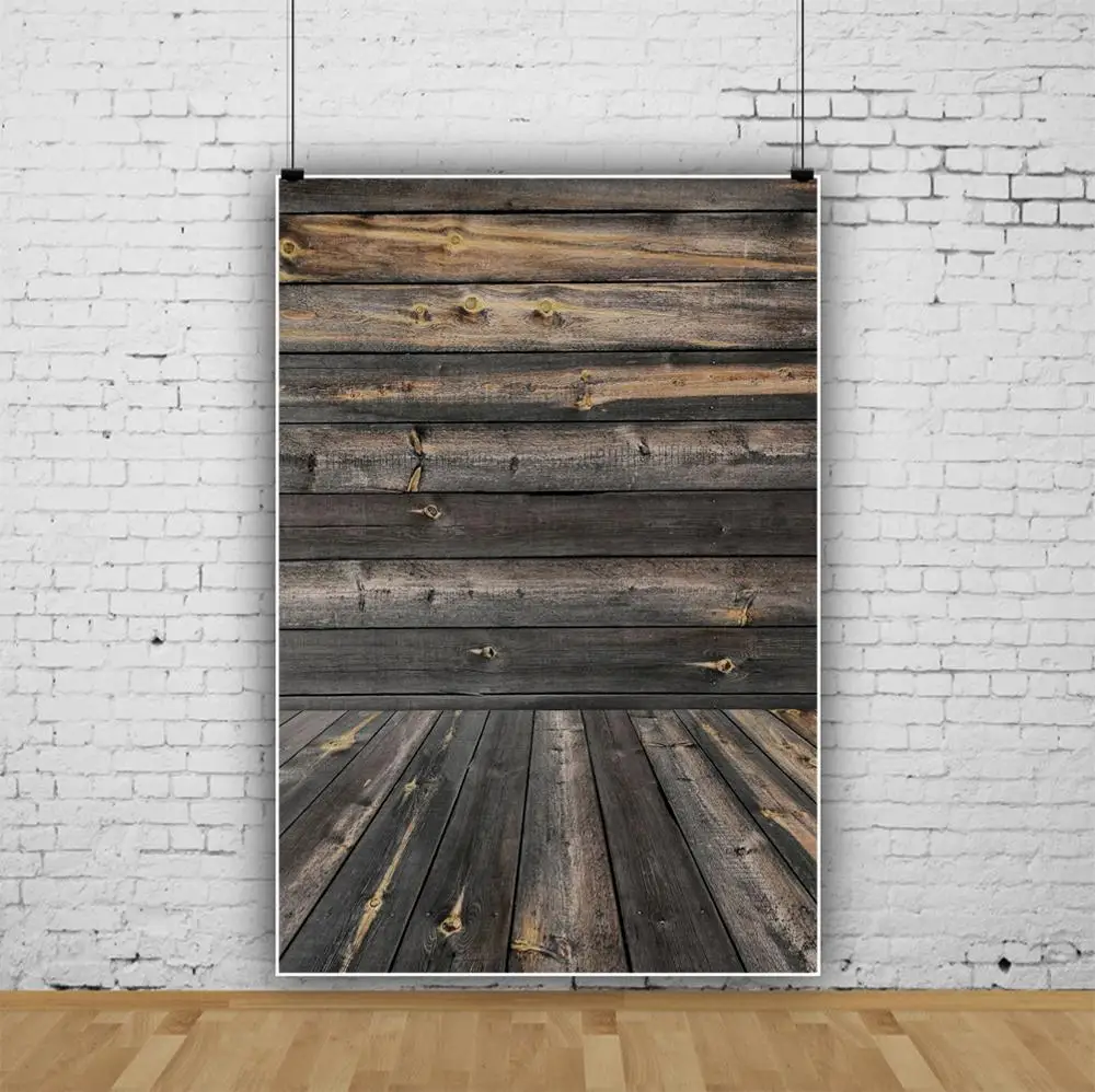 Laeacco Vinyl Hintergründe Old Dark Holz Bord Planken Textur Boden Baby Kind Porträt Foto Kulissen Photo Foto Studio