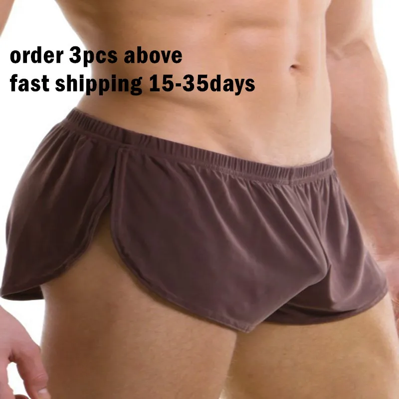 Best price Men Male Underwear comfortable Sexy Man Boxer shorts U convex pouch silk Sexy Body XXL size underpant Factory sale