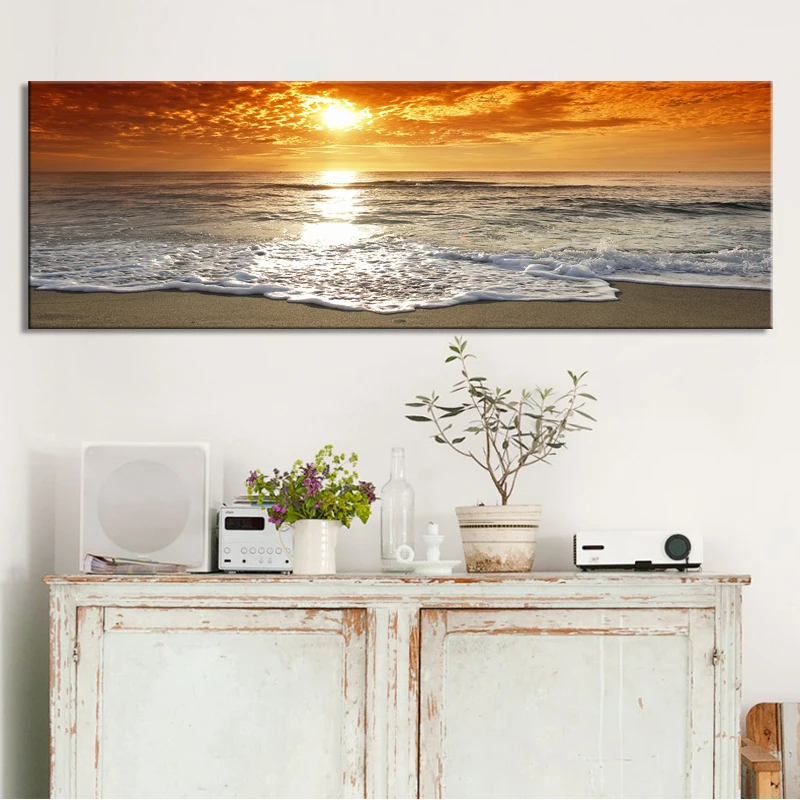 

Unframed Nordic Sunrise Landscape at Sea Posters Home Decor Decorative Prints Canvas Wall Art Paintings for Living Room Pictures