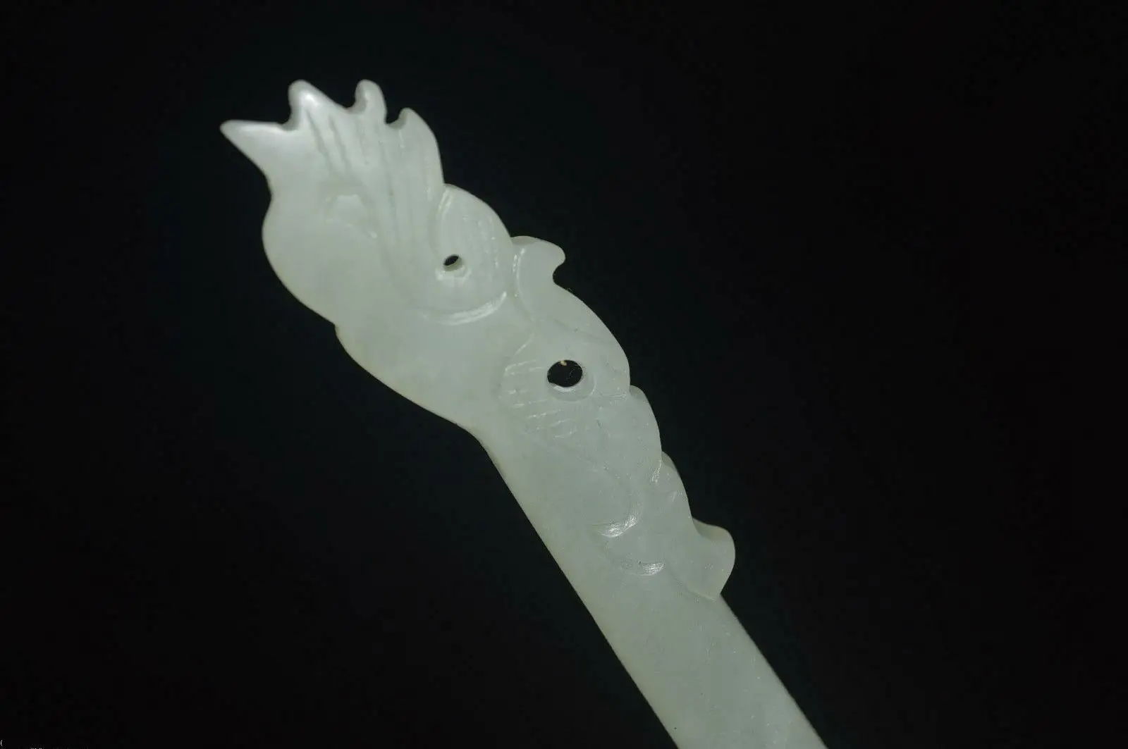 HeTian Jade Carved Phoenix Hairpin Chinese Ancient Aristocratic Wear Elegant Hair Accessory for Special Occasions