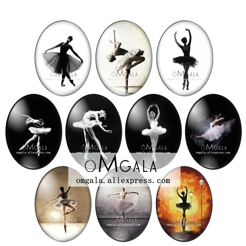 

Fashion Pretty Dancing Ballet Girls Art Paintings 13x18mm/18x25mm/30x40mm Oval photo glass cabochon flat back Making findings