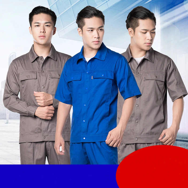 

Summer workwear coveralls 100% cotton thin section short sleeved labor insurance service factory workshop tooling wear-resistant