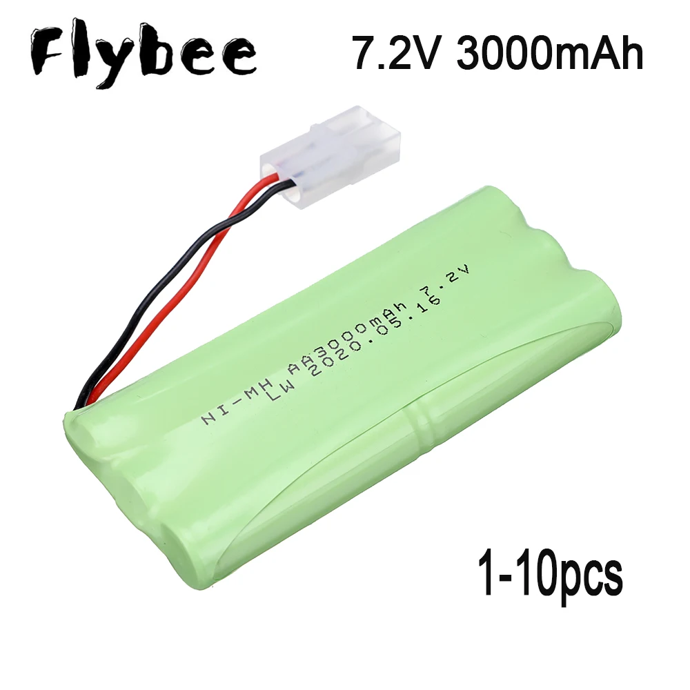 7.2v 3000mah NiMH Battery 6*1.2v For Rc toys Car Tanks Trains Robot Boat Ni-MH AA 1400mah 7.2v Rechargeable Battery Tamiya plug