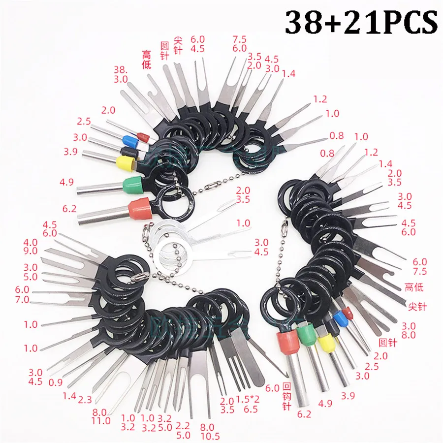 38+21 PCS SET Universal Car Wire Terminal Removal Tool Wiring Connector Pin Extractor Puller Auto Tire Repair Tools