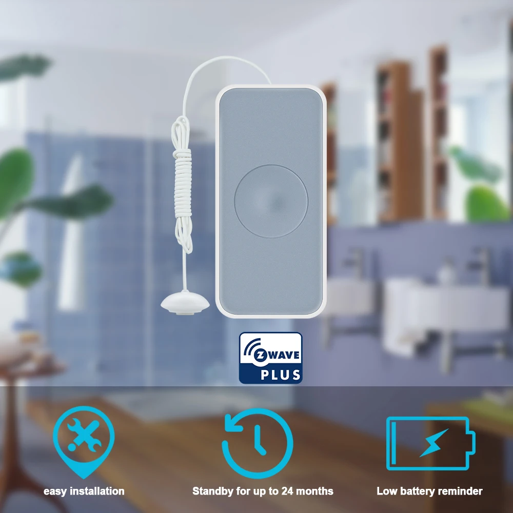 HEIMAN-Sensor inteligente de fugas de agua z-wave, detector de desbordamiento de agua para sistema de hogar inteligente z-wave, cocina, baño y