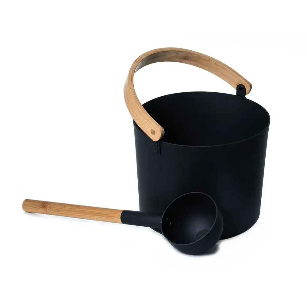 7L Luxurious Finnish Sauna Aluminum Bucket With Long Handle Spoon Set Matching Ladle Sauna Barrel Dropshipping