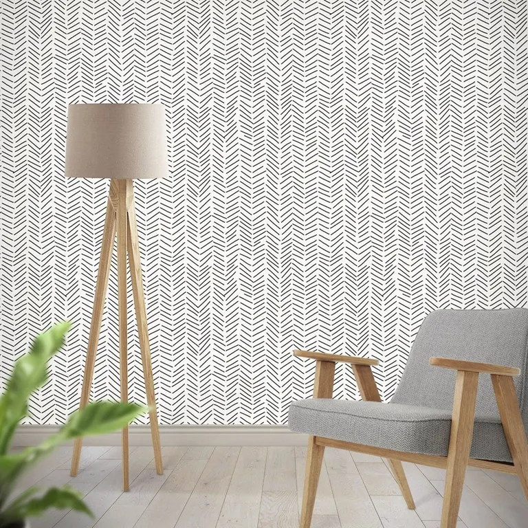 

Bacal Modern delicate herringbone 3D wallpaper mural in black and white Scandinavian design Minimalist Chevron 5d wallpapers