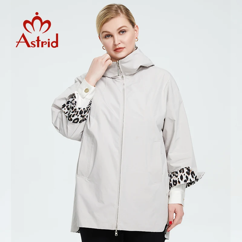 Astrid 2022 Spring Autumn Women's Oversize Double Sided Jacket Warm with hood zipper Leopard Coat Women Parkas Outerwear AM-9736